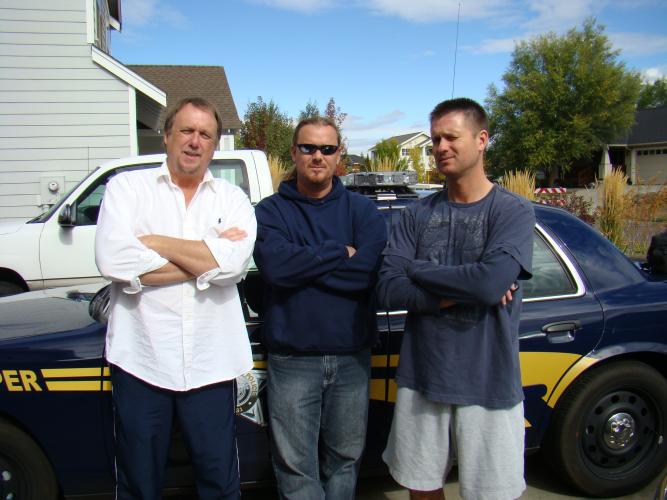 Tom with Dad on left and brother Joey on Right